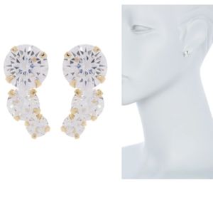 14K Yellow Gold Triple Cubic zirconia stones